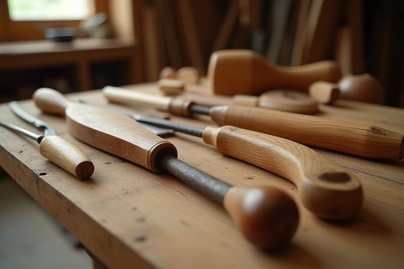 伝統的な船大工の道具と日本の木材