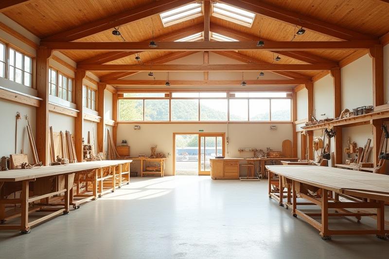 臨海工房の広々とした作業場