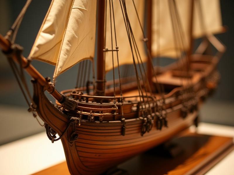 精巧に作られた歴史的な帆船の木製模型
